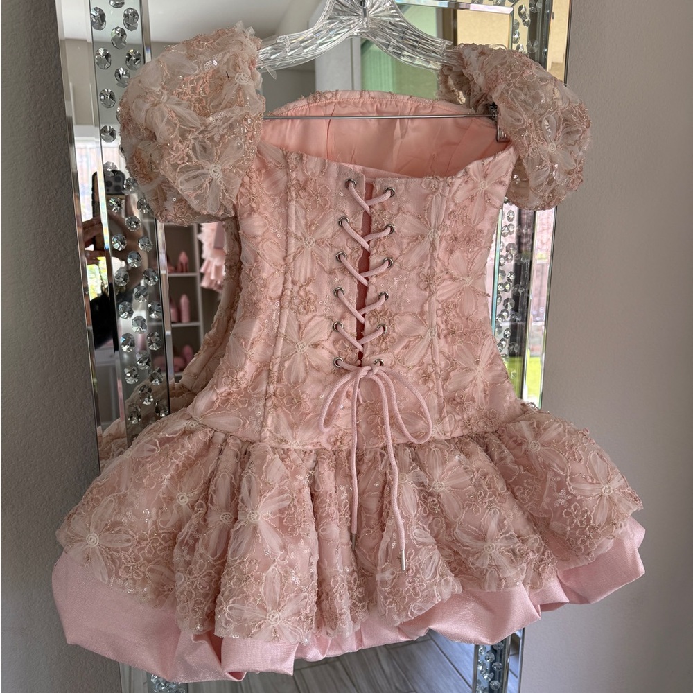 “Innovare Denim” Pink Bubble Hem Dress - Picture 7 of 9